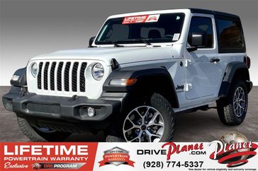 2024 Jeep Wrangler 2-door Sport S in a Bright White Clear Coat exterior color and Blackinterior. Planet Chrysler Dodge Jeep Ram FIAT of Flagstaff (928) 569-5797 planetchryslerdodgejeepram.com 