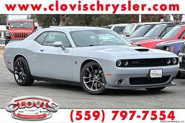 2022 Dodge Challenger R/T Scat Pack in a Smoke Show exterior color and Blackinterior. Clovis Chrysler Dodge Jeep RAM 559-314-1399 clovischryslerdodgejeepram.com 