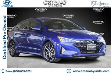 2019 Hyundai Elantra Sport in a Intense Blue exterior color and Blackinterior. Ontario Auto Center ontarioautocenter.com 