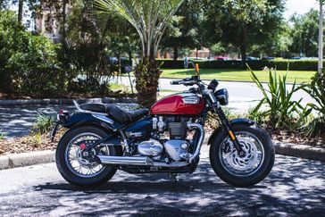 2023 Bonneville SpeedMaster in a CHROME DIABLO RED exterior color. Euro Cycles of Orlando 407-826-4269 eurocyclesoforlando.com 