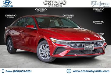 2024 Hyundai Elantra Hybrid Blue in a Ultimate Red exterior color and Grayinterior. Ontario Auto Center ontarioautocenter.com 