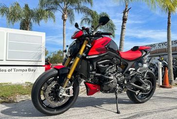 2024 Ducati Monster in a RED exterior color. Euro Cycles of Tampa Bay 813-926-9937 eurocyclesoftampabay.com 