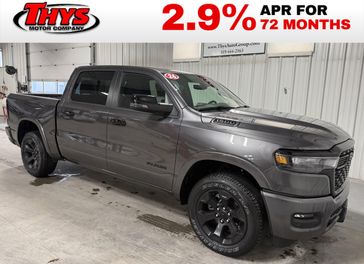 New 2026 RAM 1500 Big Horn Crew Cab 4x4 5'7' Box in a Granite Crystal Metallic Clear Coat exterior color and Blackinterior. Thys Motor Company 319-318-6640 thysmotorco.com 