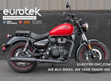 New 2024 Royal Enfield METEOR 350  in a Fireball Red exterior color. Eurotek Oklahoma City 405.948.4000 eurotek-okc.com 