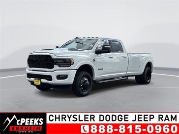 2024 RAM 3500 Limited Crew Cab 4x4 8' Box in a Bright White Clear Coat exterior color and Blackinterior. McPeek's Chrysler Dodge Jeep Ram of Anaheim 888-861-6929 mcpeeksdodgeanaheim.com 