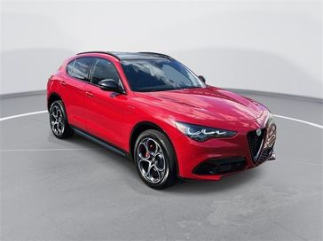 2024 Alfa Romeo Stelvio Veloce Awd in a Alfa Rosso (Red) exterior color and Blackinterior. Englewood Cliffs Alfa Romeo 201-706-7374 alfaromeoec.com 