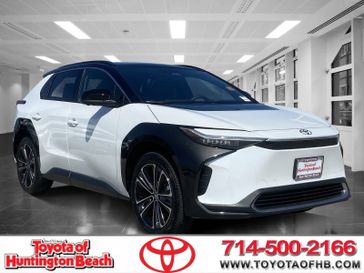 2023 Toyota bZ4X Limited in a Wind Chill Pearl w/Black Roof exterior color and BLK SOFTEXinterior. BEACH BLVD OF CARS beachblvdofcars.com 