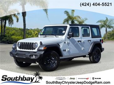 New 2026 Jeep Wrangler 4-door Sport in a Bright White Clear Coat exterior color and Blackinterior. Southbay Chrysler Jeep Dodge Ram (424) 404-5521 pixelmotiondemo.com 