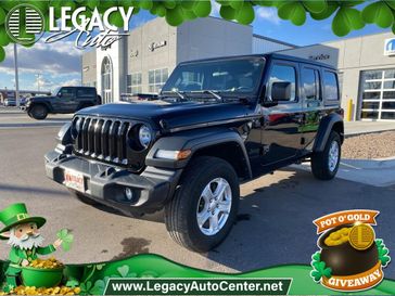 2022 Jeep Wrangler Unlimited Sport S in a Black Clear Coat exterior color and Blackinterior. Legacy Auto Center 620-315-9264 legacyautocenter.net 