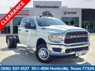 2024 RAM 3500 Tradesman Crew Cab Chassis 4x4 60' Ca in a Bright White Clear Coat exterior color. Wischnewsky Dodge 936-755-5310 wischnewskydodge.com 