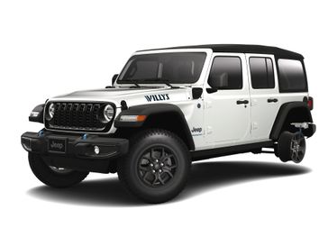 2024 Jeep Wrangler 4-door Willys 4xe in a Bright White Clear Coat exterior color and Blackinterior. Victor Chrysler Dodge Jeep Ram 585-236-4391 victorcdjr.com 