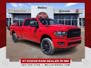 2024 RAM 3500 Big Horn Crew Cab 4x4 8' Box in a Flame Red Clear Coat exterior color and Blackinterior. Melloy Dodge RAM FIAT 505-588-4459 melloydodge.com 