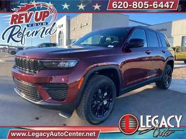 2025 Jeep Grand Cherokee Altitude X 4x4 in a Velvet Red Pearl Coat exterior color and Global Blackinterior. Legacy Auto Center 620-315-9264 legacyautocenter.net 