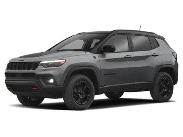 2023 Jeep Compass Trailhawk in a Granite Crystal Metallic Clear Coat exterior color and Ruby Red/Blackinterior. Ontario Auto Center ontarioautocenter.com 