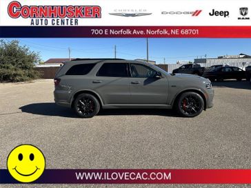 2023 Dodge Durango Srt 392 Premium Awd in a Destroyer Gray Clear Coat exterior color and Demonic Red/Blackinterior. Cornhusker Auto Center 402-866-8665 cornhuskerautocenter.com 