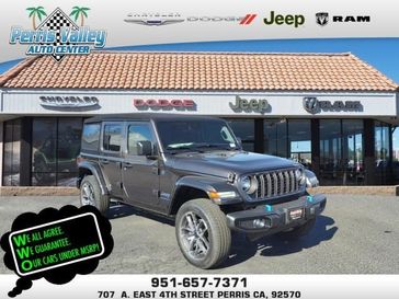 2024 Jeep Wrangler 4-door Sport S 4xe in a Granite Crystal Metallic Clear Coat exterior color and Blackinterior. Perris Valley Chrysler Dodge Jeep Ram 951-355-1970 perrisvalleydodgejeepchrysler.com 