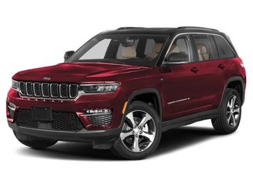 2023 Jeep Grand Cherokee Overland 4xe in a Velvet Red Pearl Coat exterior color and Global Blackinterior. Victor Chrysler Dodge Jeep Ram 585-236-4391 victorcdjr.com 
