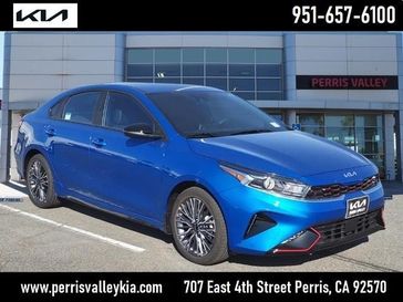 2024 Kia Forte GT-Line in a Sporty Blue exterior color and Blackinterior. Perris Valley Chrysler Dodge Jeep Ram 951-355-1970 perrisvalleydodgejeepchrysler.com 