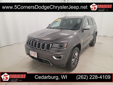 2020 Jeep Grand Cherokee Limited in a Granite Crystal Metallic Clear Coat exterior color and Blackinterior. 5 Corners Dodge Chrysler Jeep 262-228-4109 5cornersdodgechryslerjeep.net 