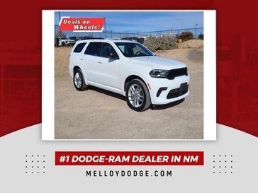 2023 Dodge Durango GT in a White Knuckle Clear Coat exterior color and Blackinterior. Melloy Dodge RAM FIAT 505-588-4459 melloydodge.com 