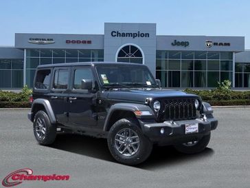 2024 Jeep Wrangler 4-door Sport S in a Black Clear Coat exterior color and CLOTHinterior. Champion Chrysler Jeep Dodge Ram 800-549-1084 pixelmotiondemo.com 