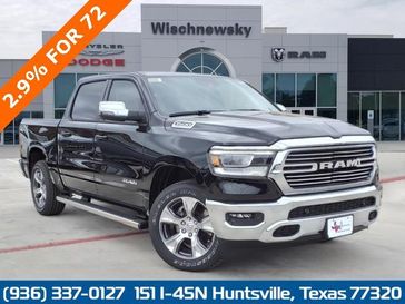 2024 RAM 1500 Laramie Crew Cab 4x2 5'7' Box in a Diamond Black Crystal Pearl Coat exterior color. Wischnewsky Dodge 936-755-5310 wischnewskydodge.com 