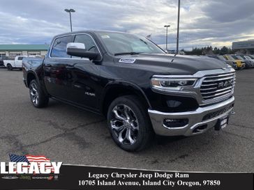 2024 RAM 1500 Limited Longhorn Crew Cab 4x4 5'7' Box in a Diamond Black Crystal Pearl Coat exterior color and Mountain Browninterior. Legacy Chrysler Jeep Dodge RAM 541-663-4885 legacychryslerjeepdodgeram.com 