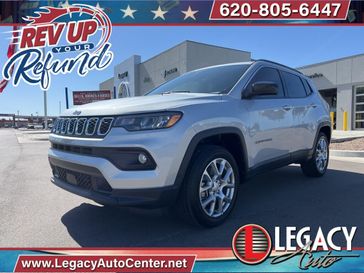 2024 Jeep Compass Latitude Lux 4x4 in a Silver Zynith Metallic Clear Coat exterior color and Blackinterior. Legacy Auto Center 620-315-9264 legacyautocenter.net 