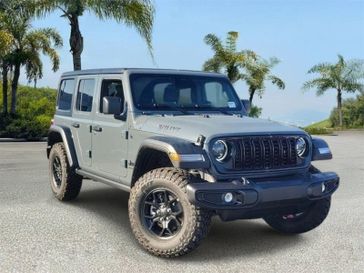 New 2026 Jeep Wrangler Willys in a Gray exterior color and Blackinterior. Southbay Chrysler Jeep Dodge Ram (424) 404-5521 pixelmotiondemo.com 