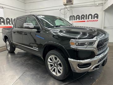 2024 RAM 1500 Limited Crew Cab 4x4 5'7' Box in a Diamond Black Crystal Pearl Coat exterior color and Blackinterior. Marina Auto Group (855) 564-8688 marinaautogroup.com 