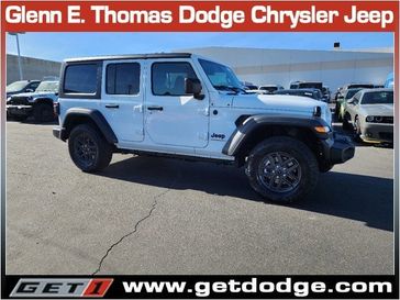 2024 Jeep Wrangler 4-door Sport S in a Bright White Clear Coat exterior color and Blackinterior. Glenn E Thomas 100 Years Of Excellence (866) 340-5075 getdodge.com 