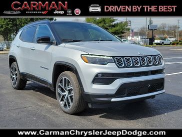 2024 Jeep Compass Limited 4x4 in a Silver Zynith Metallic Clear Coat exterior color. Carman Chrysler Jeep Dodge Ram 302-317-2378 carmanchryslerjeepdodge.com 