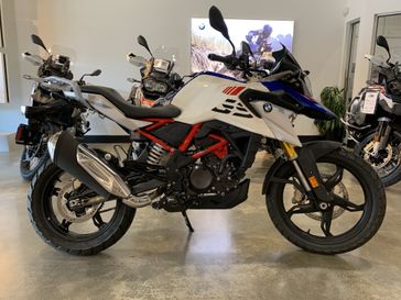 2023 BMW G 310 GS in a POLAR WHITE / RACING BLUE exterior color. SoSo Cycles 877-344-5251 sosocycles.com 