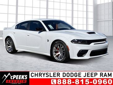 2023 Dodge Charger Srt Hellcat Widebody Jailbreak in a White Knuckle exterior color and Demonic Red/Blackinterior. McPeek's Chrysler Dodge Jeep Ram of Anaheim 888-861-6929 mcpeeksdodgeanaheim.com 