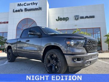2023 RAM 1500 Big Horn Quad Cab 4x2 6'4' Box in a Granite Crystal Metallic Clear Coat exterior color and Blk Deluxe Clthinterior. McCarthy Jeep Ram 816-434-0674 mccarthyjeepram.com 