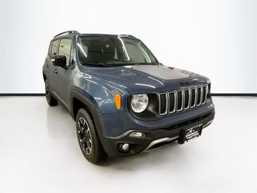 2023 Jeep Renegade Upland 4x4 in a Slate Blue Pearl Coat exterior color and Black/Bronzeinterior. Sheridan Motors CDJR 307-218-2217 sheridanmotor.com 