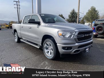 2024 RAM 1500 Big Horn Crew Cab 4x4 6'4' Box in a Billet Silver Metallic Clear Coat exterior color and Blackinterior. Legacy Chrysler Jeep Dodge RAM 541-663-4885 legacychryslerjeepdodgeram.com 