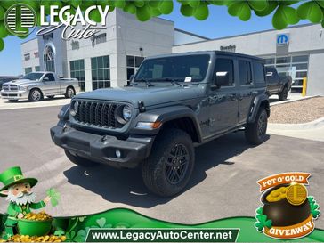 2024 Jeep Wrangler 4-door Sport S in a Anvil Clear Coat exterior color and Blackinterior. Legacy Auto Center 620-315-9264 legacyautocenter.net 