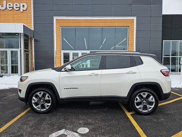 2021 Jeep Compass Limited in a Pearl White Tri Coat exterior color and Blackinterior. Victor Chrysler Dodge Jeep Ram 585-236-4391 victorcdjr.com 