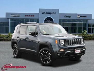 2023 Jeep Renegade Upland 4x4 in a Slate Blue Pearl Coat exterior color and PREM CLOTHinterior. Champion Chrysler Jeep Dodge Ram 800-549-1084 pixelmotiondemo.com 