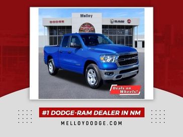 2024 RAM 1500 Big Horn Quad Cab 4x2 6'4' Box in a Hydro Blue Pearl Coat exterior color and Diesel Gray/Blackinterior. Melloy Dodge RAM FIAT 505-588-4459 melloydodge.com 