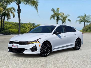 Used 2023 Kia K5 GT-Line Auto FWD in a Glacial White Pearl exterior color and Blackinterior. Southbay Chrysler Jeep Dodge Ram (424) 404-5521 pixelmotiondemo.com 