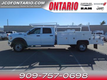 2024 RAM 5500 Tradesman Chassis Crew Cab 4x2 84' Ca in a Bright White Clear Coat exterior color and Diesel Gray/Blackinterior. Jeep Chrysler Dodge RAM FIAT of Ontario 909-757-0698 jcofontario.com 