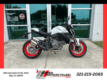 New 2026 Ducati MONSTER + (DEMO)  in a White exterior color. Power Motorcycles USA 321-215-2065 powermotorcyclesusa.com 