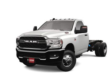 2023 RAM 3500 Tradesman Chassis Regular Cab 4x2 84' Ca in a Bright White Clear Coat exterior color and Diesel Gray/Blackinterior. McPeek's Chrysler Dodge Jeep Ram of Anaheim 888-861-6929 mcpeeksdodgeanaheim.com 