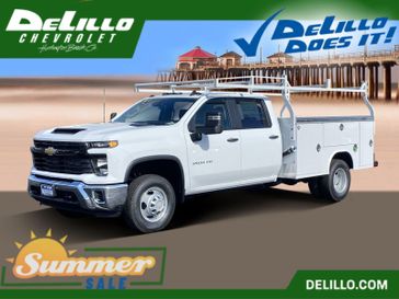 2024 Chevrolet Silverado 3500HD CC Work Truck in a Summit White exterior color and Jet Blackinterior. BEACH BLVD OF CARS beachblvdofcars.com 