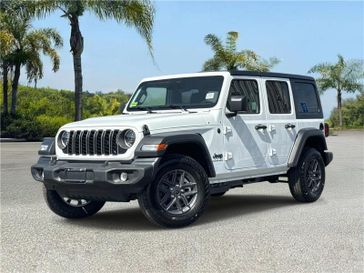 New 2026 Jeep Wrangler 4-door Sport S in a Bright White Clear Coat exterior color and Blackinterior. Southbay Chrysler Jeep Dodge Ram (424) 404-5521 pixelmotiondemo.com 