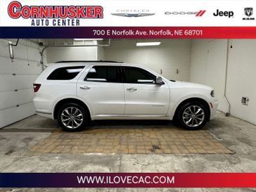 2021 Dodge Durango Citadel in a Vice White exterior color and Blackinterior. Cornhusker Auto Center 402-866-8665 cornhuskerautocenter.com 