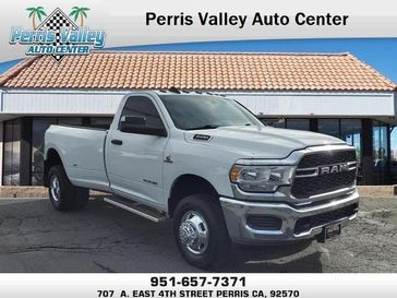 2022 RAM 3500 Tradesman in a Bright White Clear Coat exterior color and Blackinterior. Perris Valley Chrysler Dodge Jeep Ram 951-355-1970 perrisvalleydodgejeepchrysler.com 