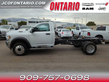 2024 RAM 5500 Tradesman Chassis Regular Cab 4x2 84' Ca in a Bright White Clear Coat exterior color and Diesel Gray/Blackinterior. Jeep Chrysler Dodge RAM FIAT of Ontario 909-757-0698 jcofontario.com 